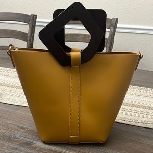 Zara mustard tote bag